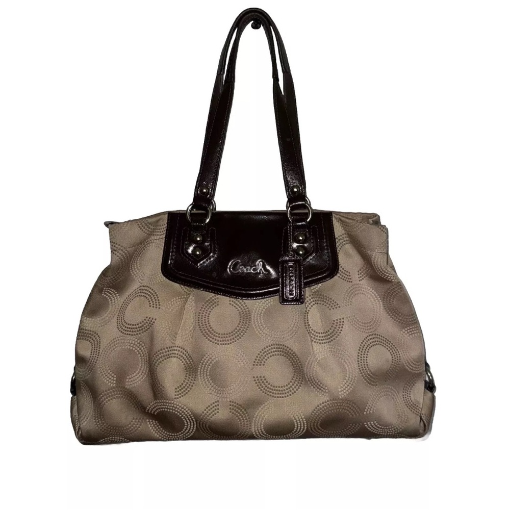 Coach Ashley Dotted Art Satchel Hand Bag Canvas Leather *missing long strap